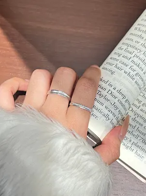Sterling Silver Milgrain Vertical Brushed Couple Wedding Band